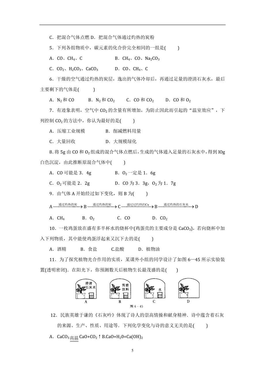 人教版中考化学章节复习：第6单元碳和碳的氧化物_第5页