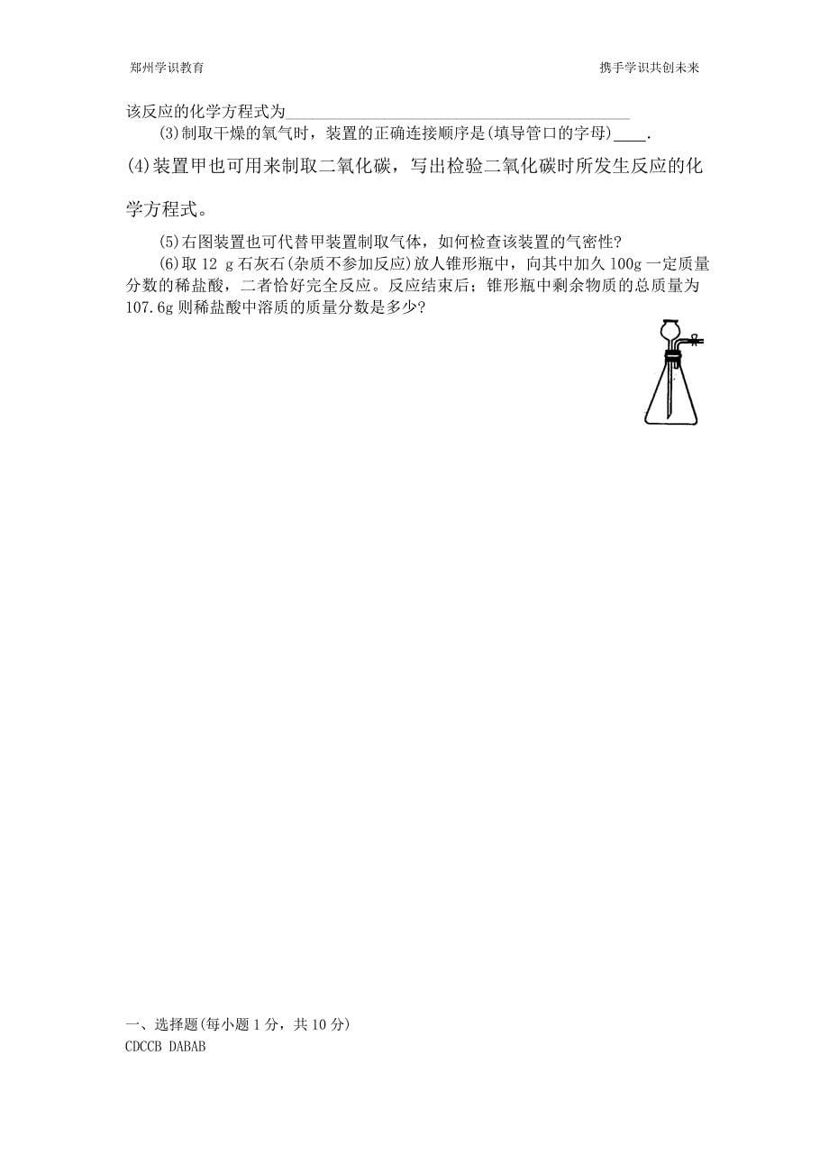 河南省郑州市2013年九年级考前预测化学测试卷_第5页