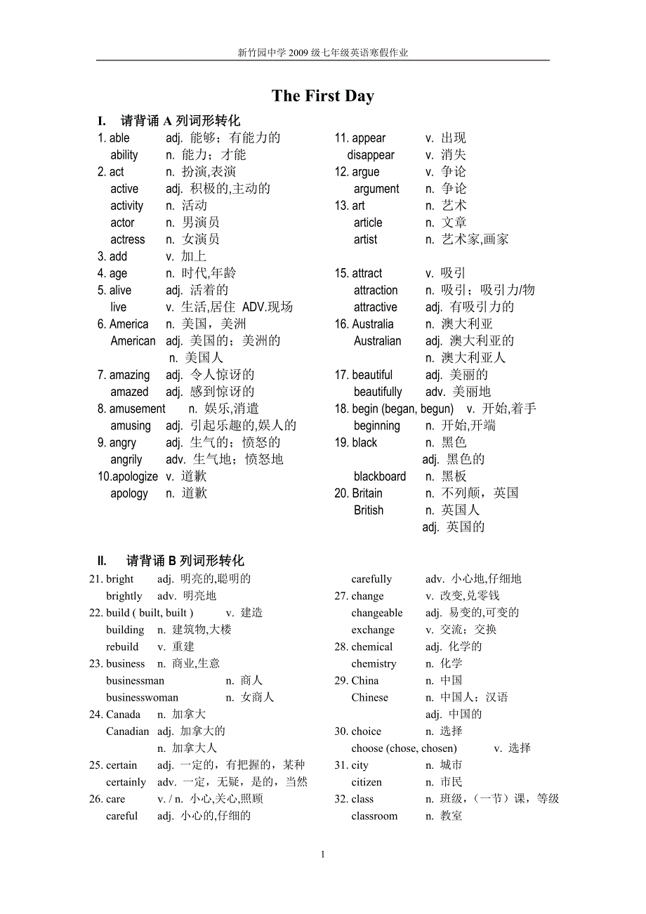 初中英语必备199组单词变形_第1页