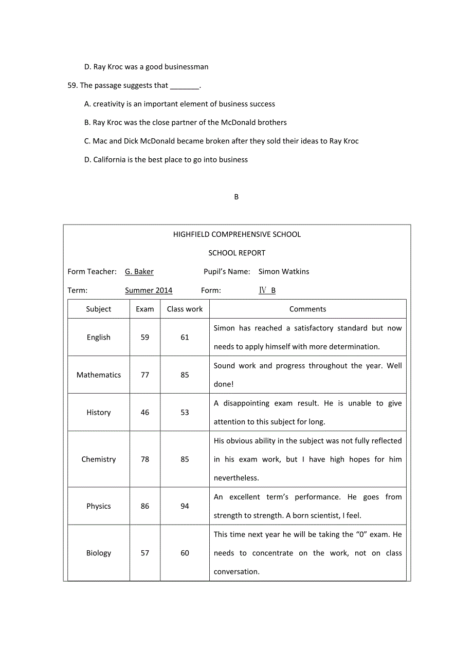 河北省2015届高三1月月考 英语 含答案_第4页