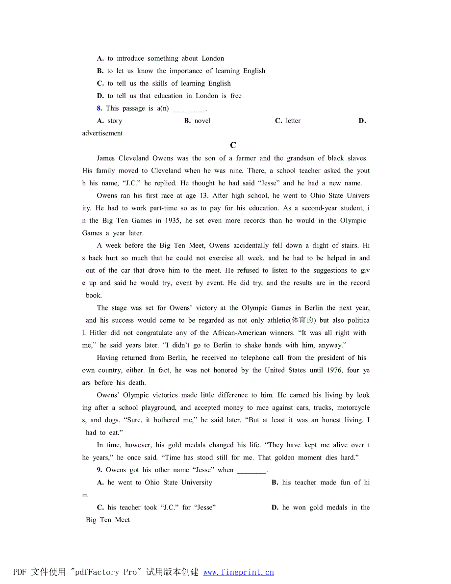 详解高考英语阅读理解_05_第3页