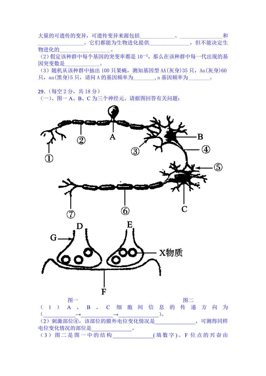 广东省翁源县翁源中学2014-2015学年高二上学期10月月考生物试题 含答案_第4页