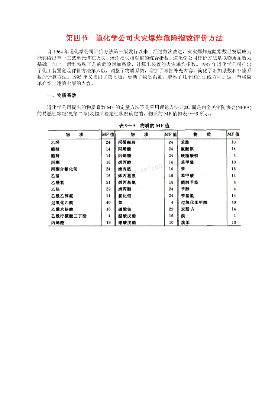 道化学公司火灾爆炸危险指数评价方法_第1页