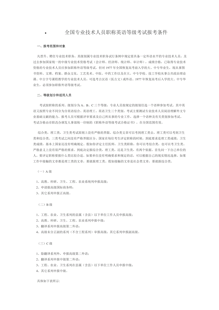 职称英语等级考试报考条件_第1页
