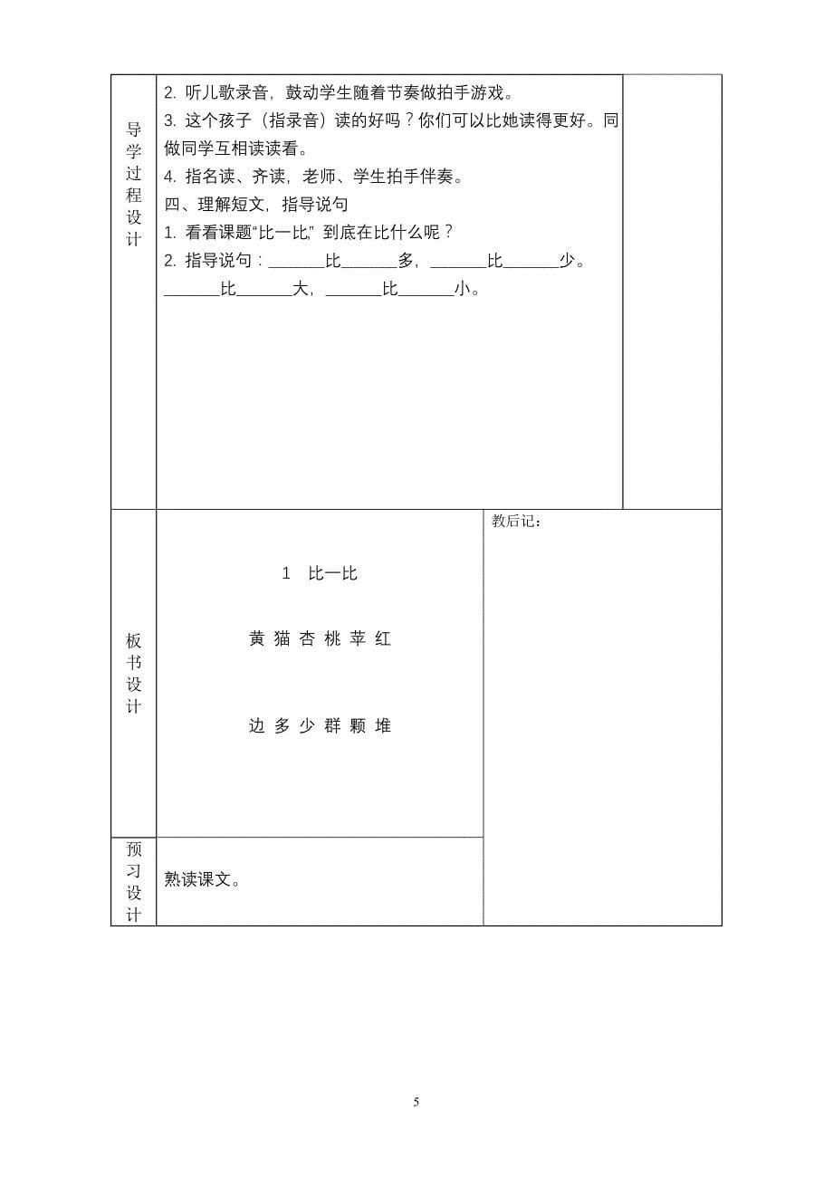 第四单元齐陵中心小学备课模板_第5页