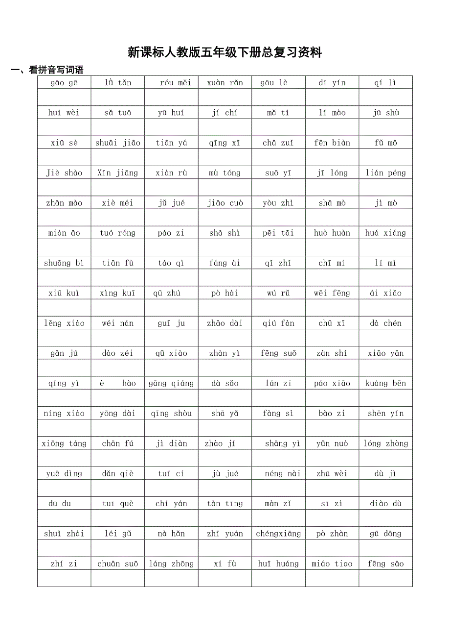 人教版五年级语文下册总复习资料_第1页