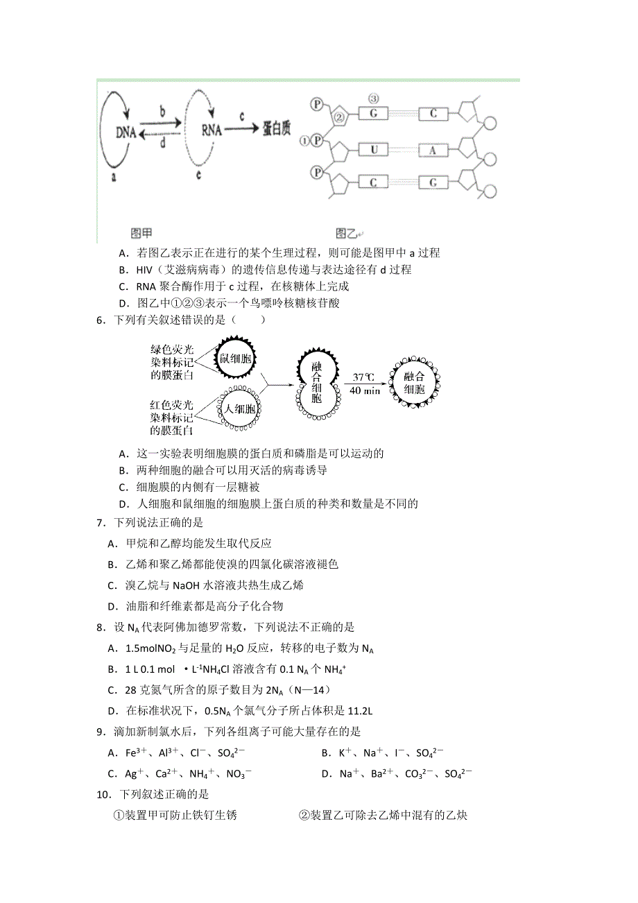 广东省汕头四中2013届高三上学期第三次月考理综试题_第2页