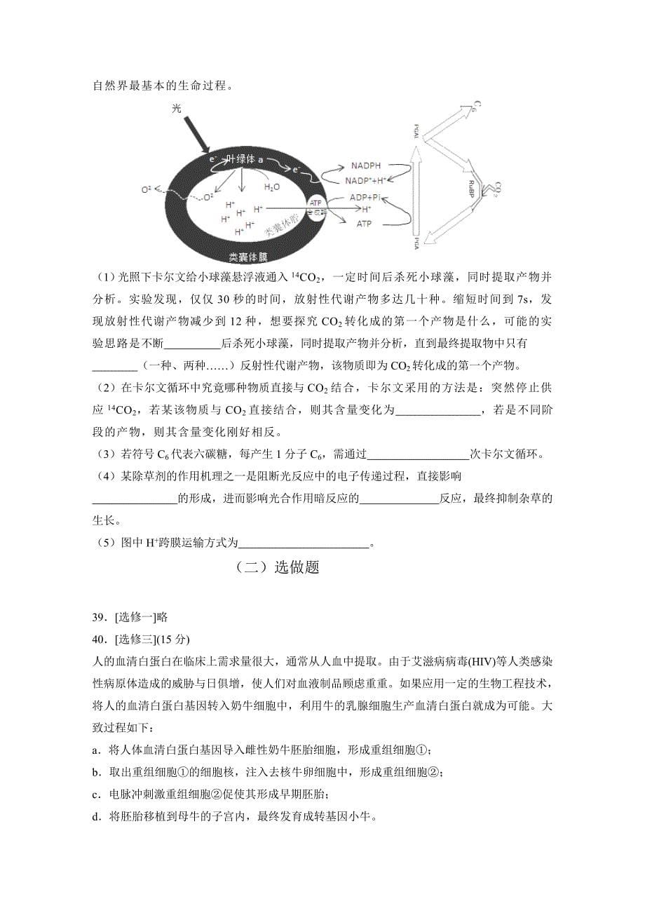河北省2015届高三理综生物周练试题（1010） 含答案_第5页