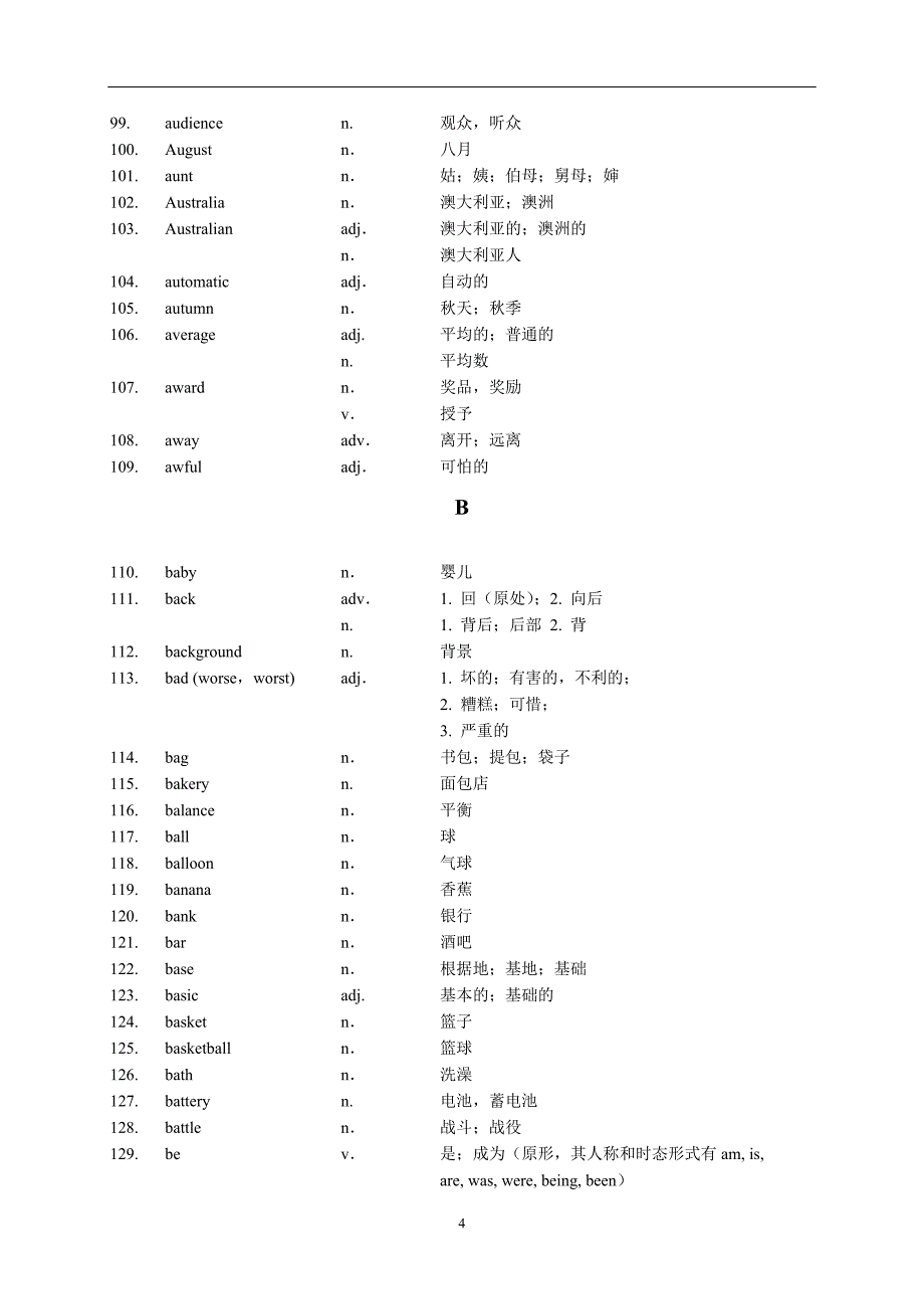 2013年上海初中毕业统一学业考试考试手册英语词汇表_第4页