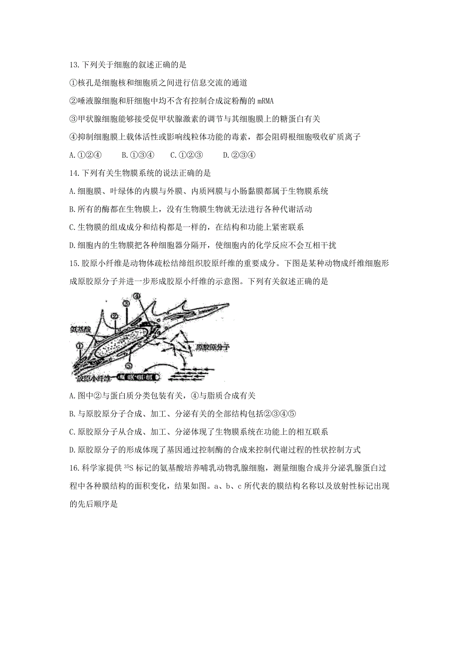 河北省武邑中学2016-2017学年高一上学期周考（11.20）生物试题 含答案_第4页