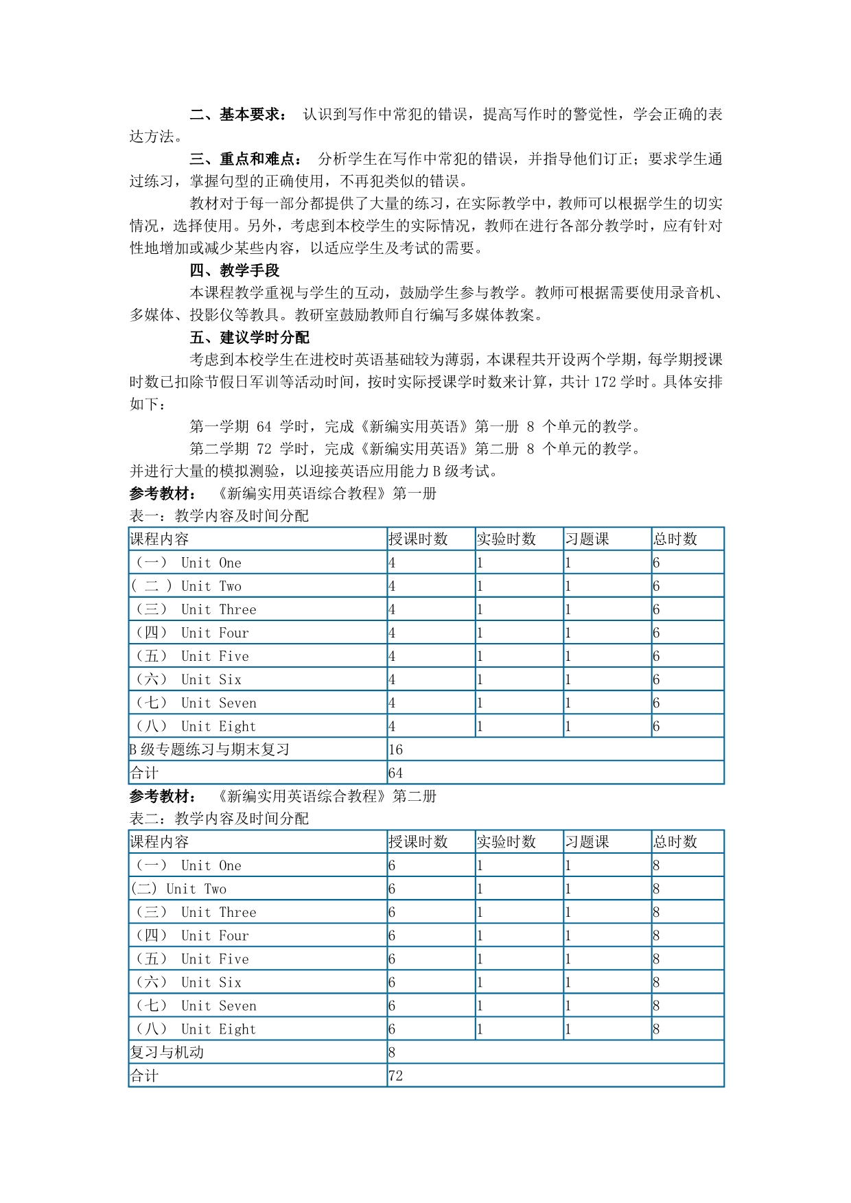 新编实用英语综合教程教学大纲_第3页