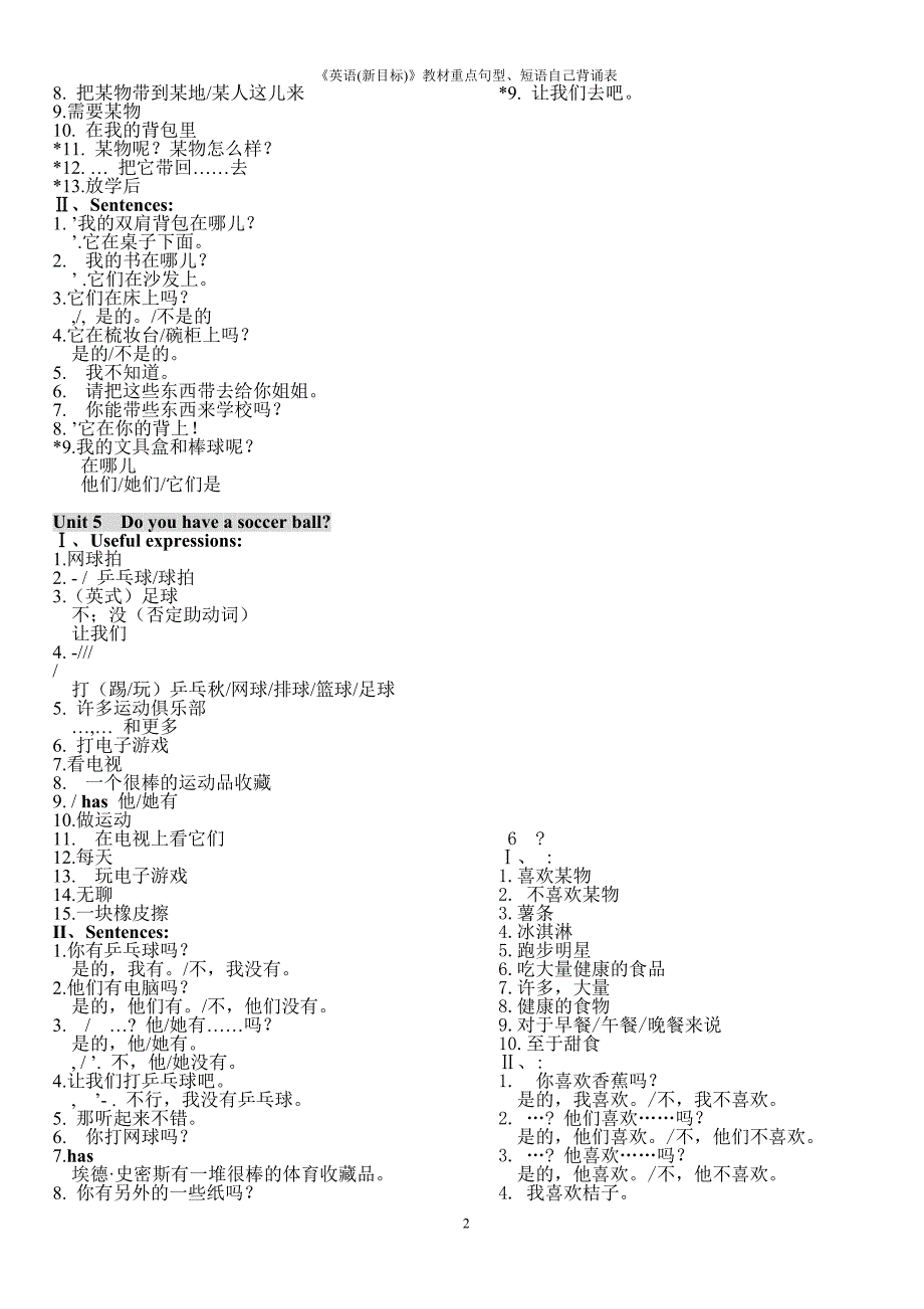 新目标英语句型短语自己背诵表_第2页