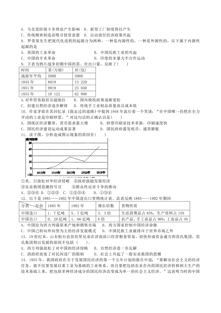 重庆市万州分水中学2013-2014学年高一下学期期中考试 历史 含答案_第2页