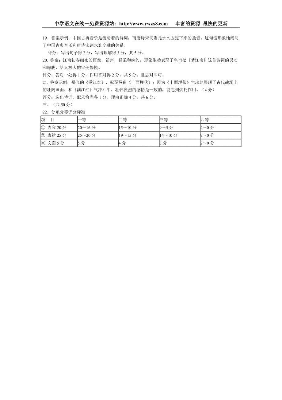 2010年山东省菏泽市中考语文试卷及答案_第5页