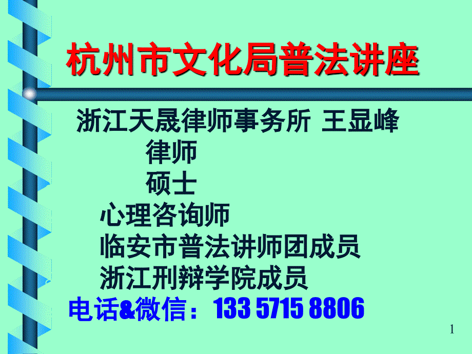 杭州市文化局行政执法讲座(王显峰律师)_第1页