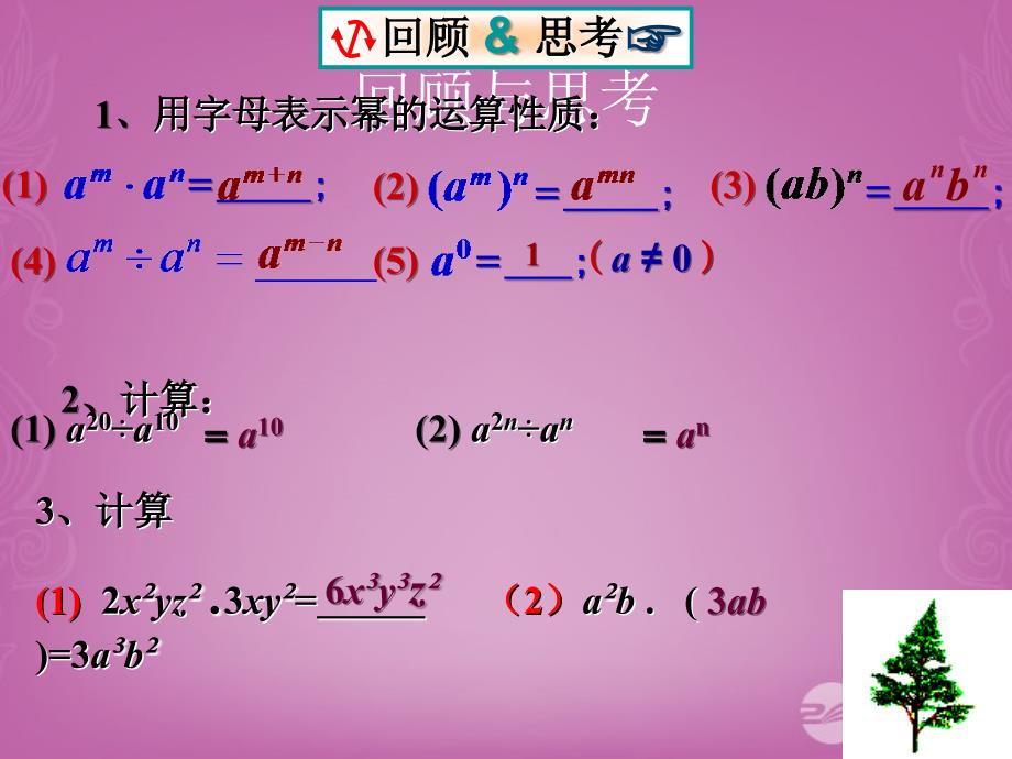 山东省邹平县实验中学八年级数学上册《单项式除以单项式》课件 新人教版_第2页