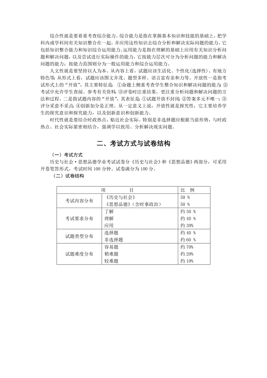 2010年浙江省学业考试说明(社会部分)_第2页