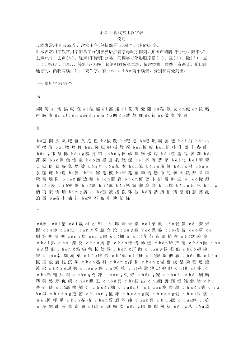 普通话测试现代常用汉字表_第1页