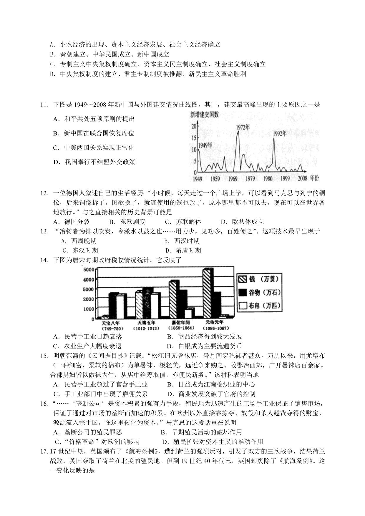 高三历史第二次月考试卷(必修一、二)_第2页