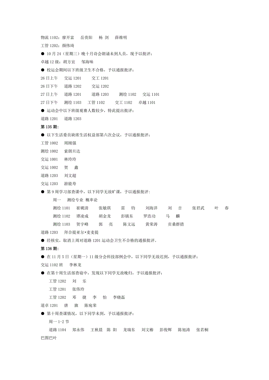 交通学院学生工作简报2012学年通报批评汇总_第4页