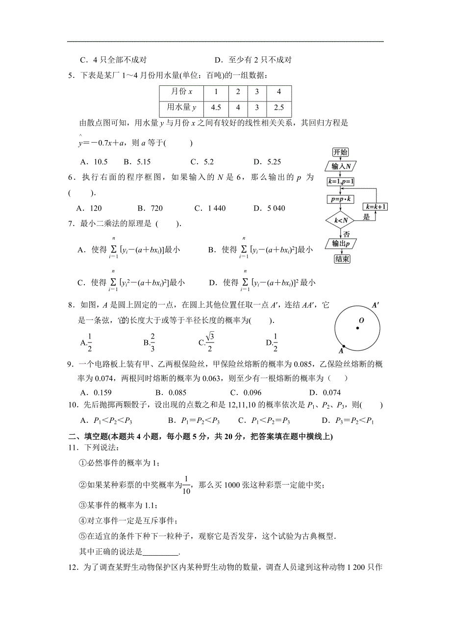 （试卷）广东省2014-2015学年高二9月综合检测数学试题 Word版含答案_第2页