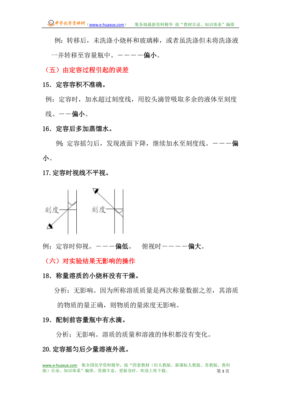 物质的量浓度误差分析小结_第3页