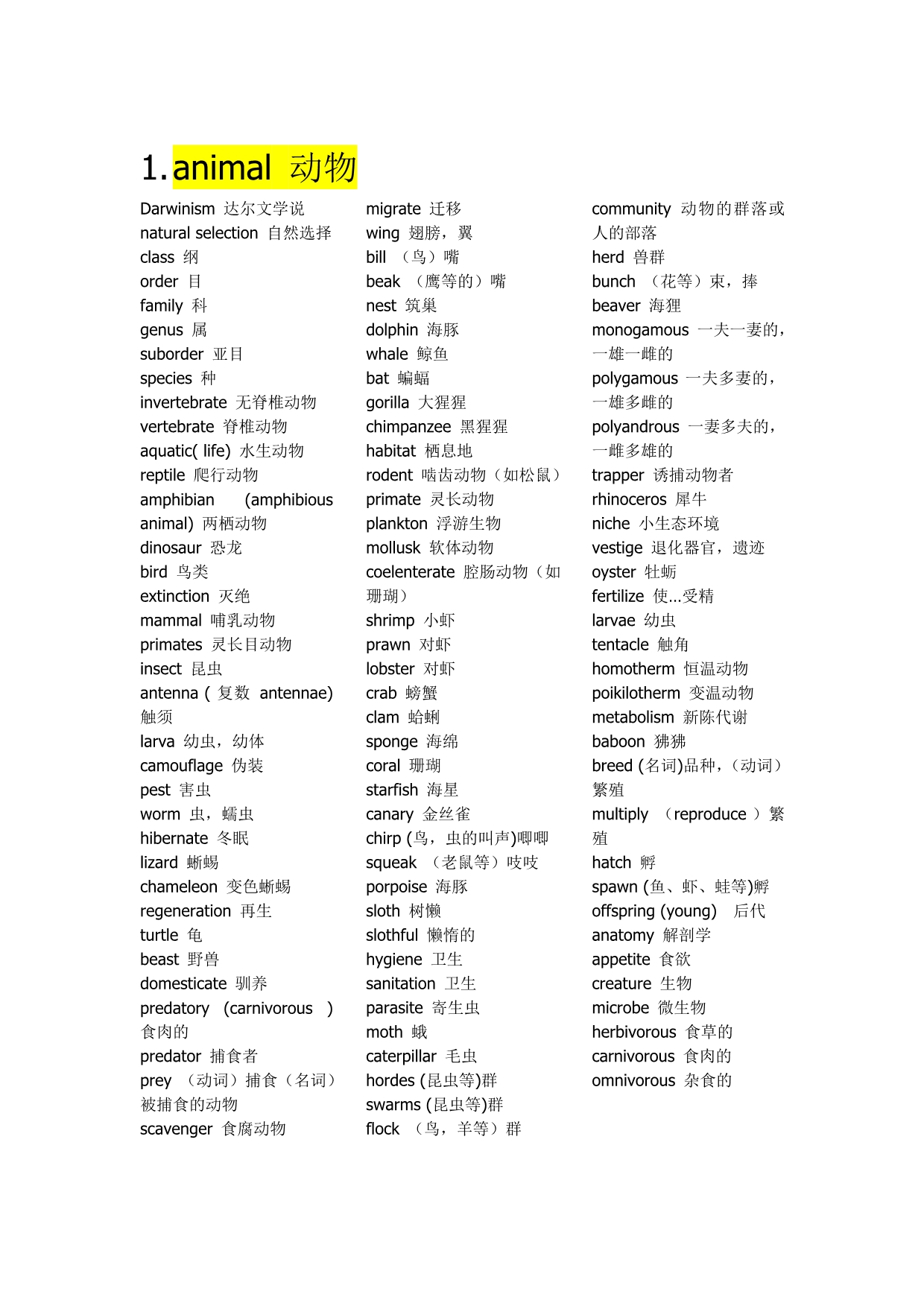 学科词汇配套_第1页