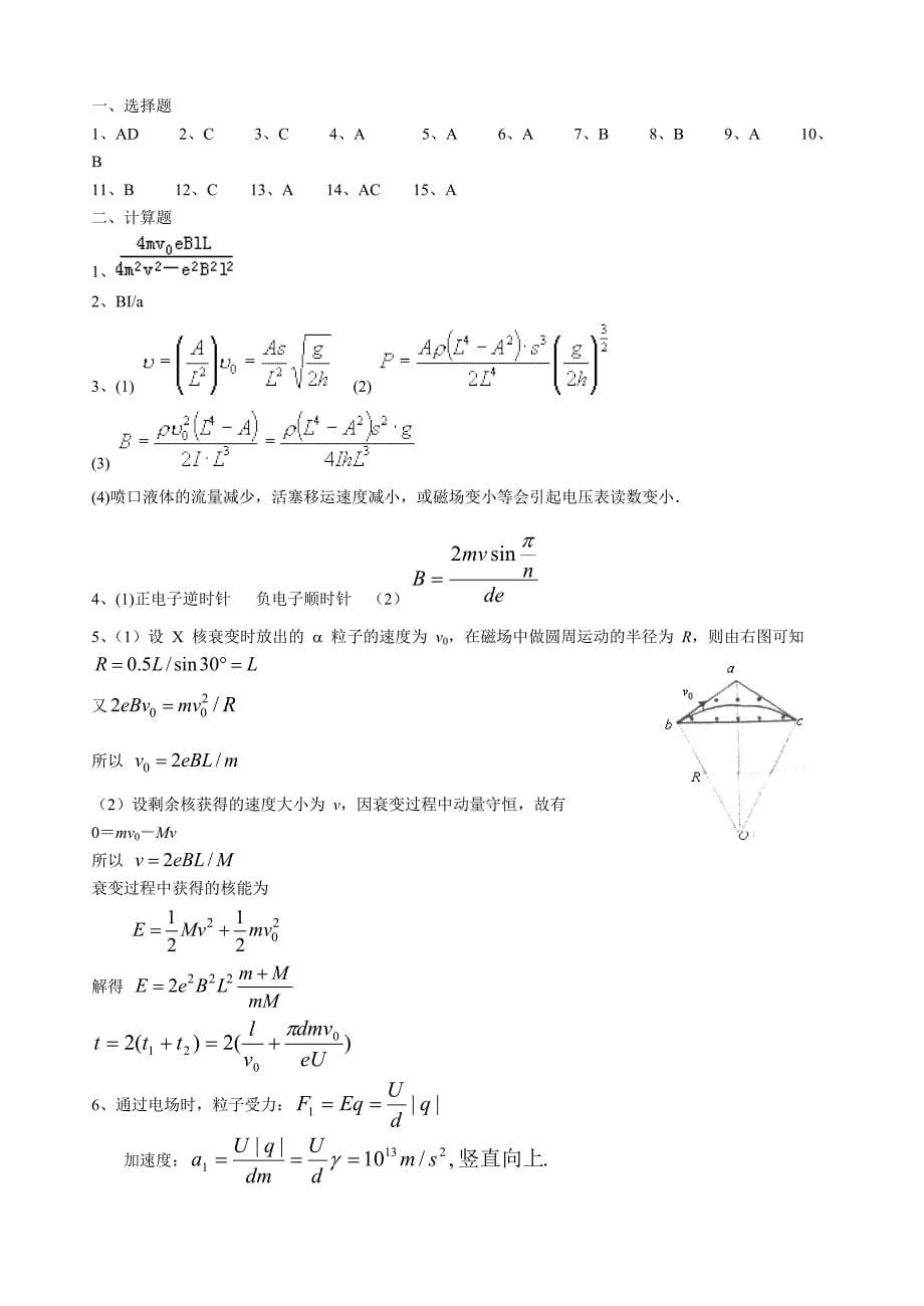 河南长垣一中（省示范 ）磁场月考试卷_第5页