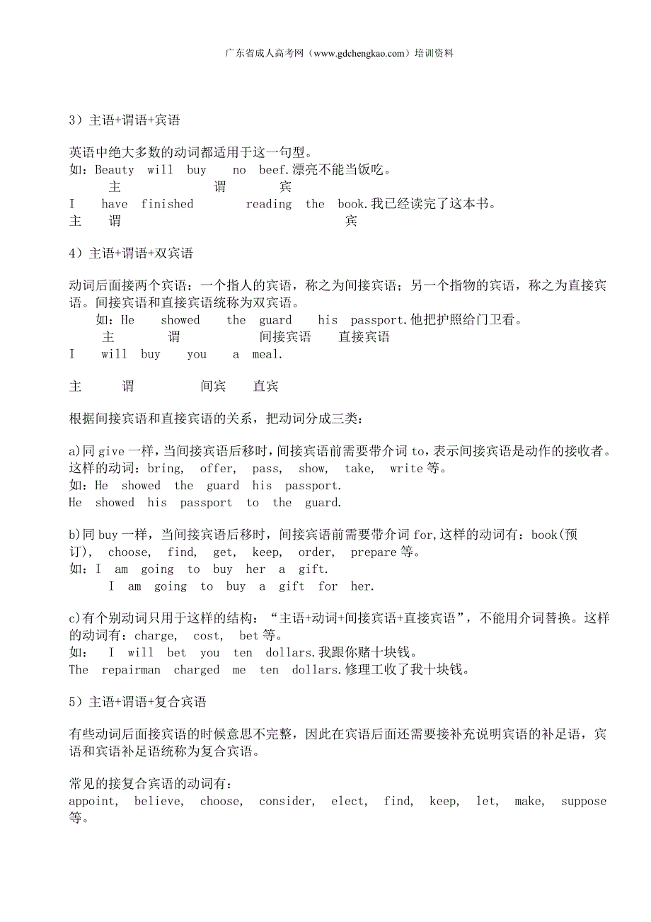 成人高考--英语科：句子复习指导_第4页