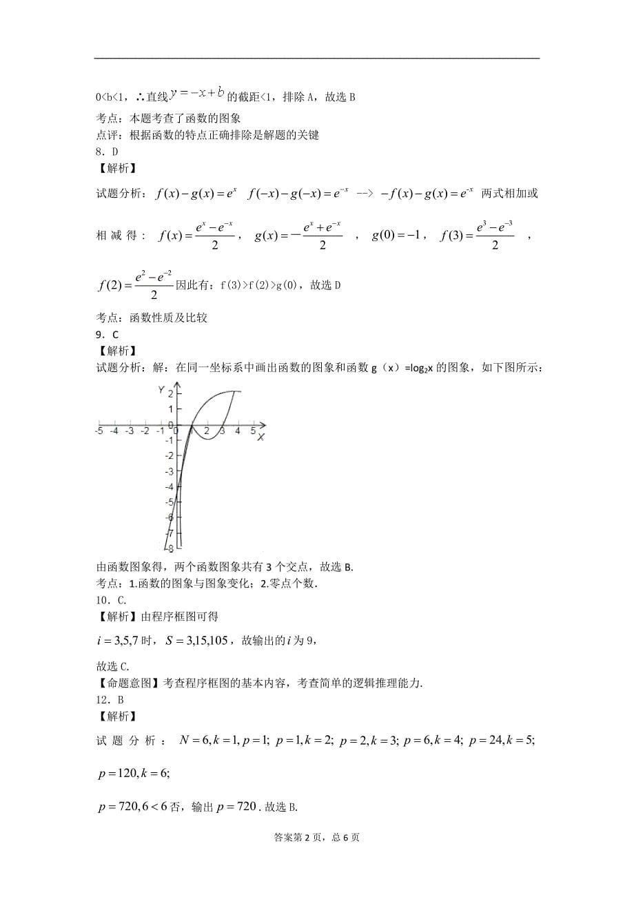 海南省三亚侨中2016届高三上学期第二次月考数学文试题 含解析_第5页