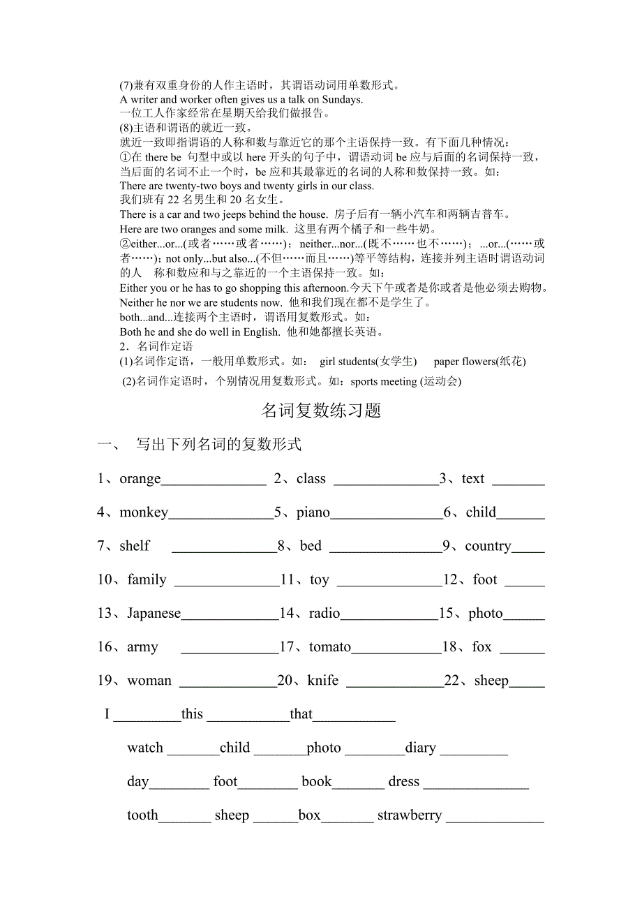 中考英语复习名词复习及练习_第3页