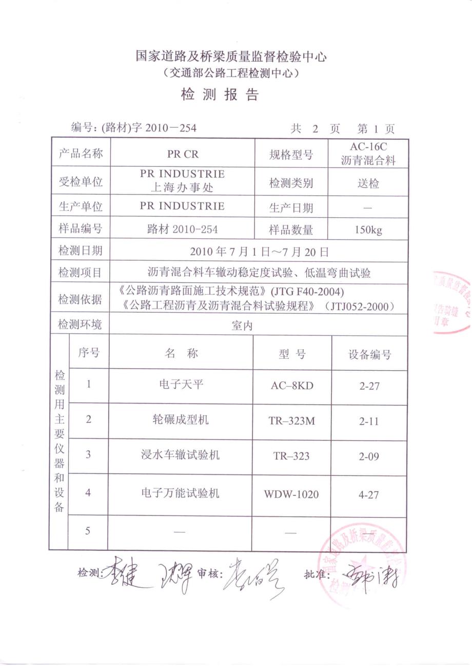 PR CR高性能沥青混合料添加剂-检测报告_第2页