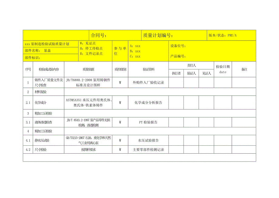 泵质量计划模板_第2页