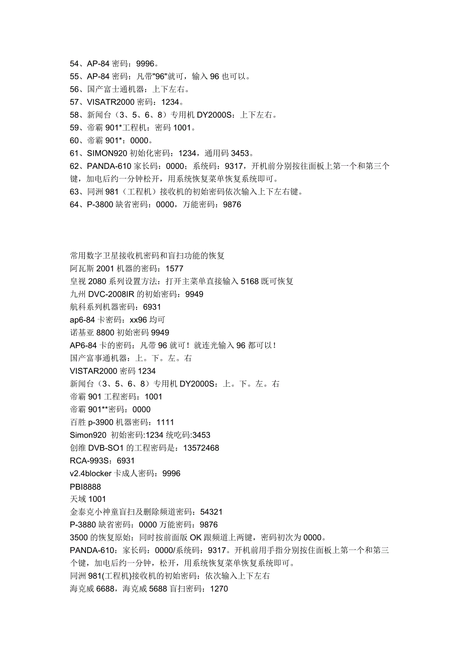 所有卫星接收器通用密码_第3页