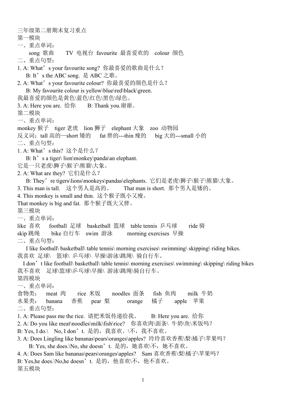 新标准英语三年级下册复习重点_第1页