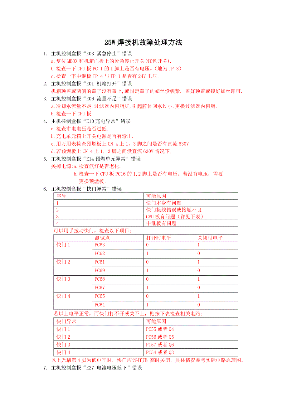 25W焊接机故障处理方法_第1页