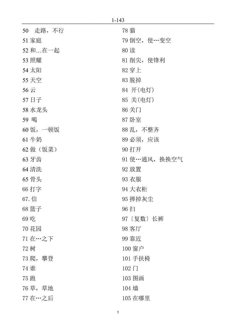 新概念英语第1册单词表(汉语填英语练习)_第5页