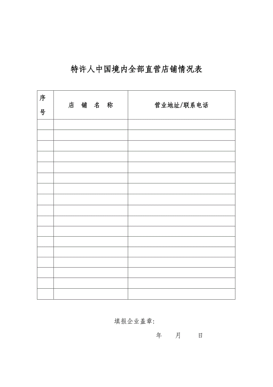 商业特许经营基本情况表_第2页