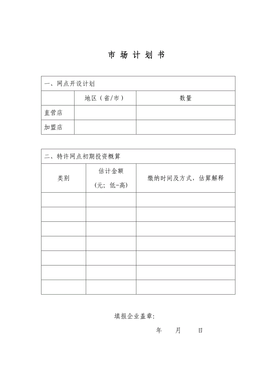 商业特许经营基本情况表_第4页