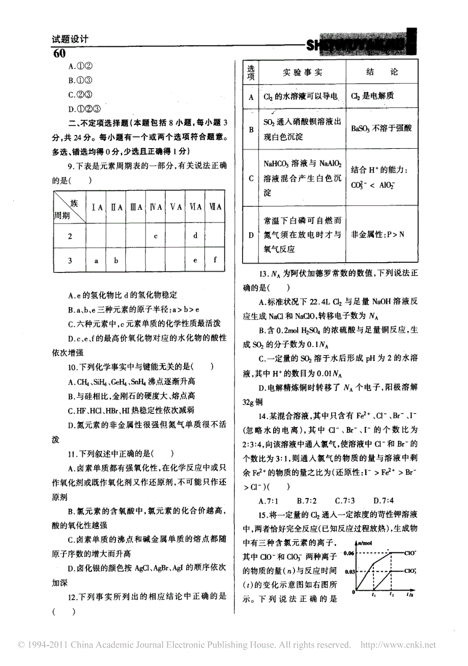 非金属元素及其化合物专项测试题_第2页