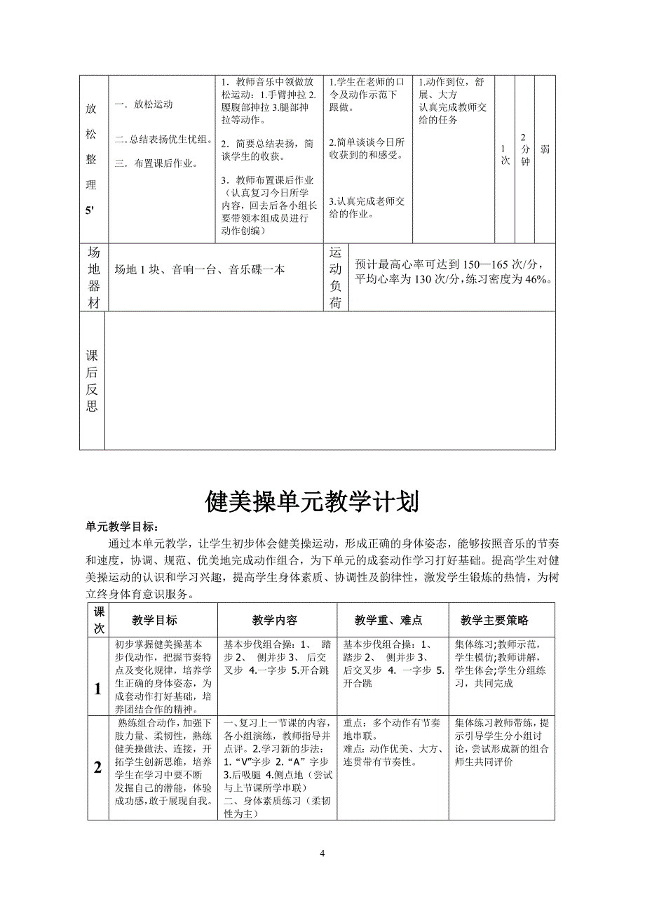 最新最完整的健美操教学设计_第4页