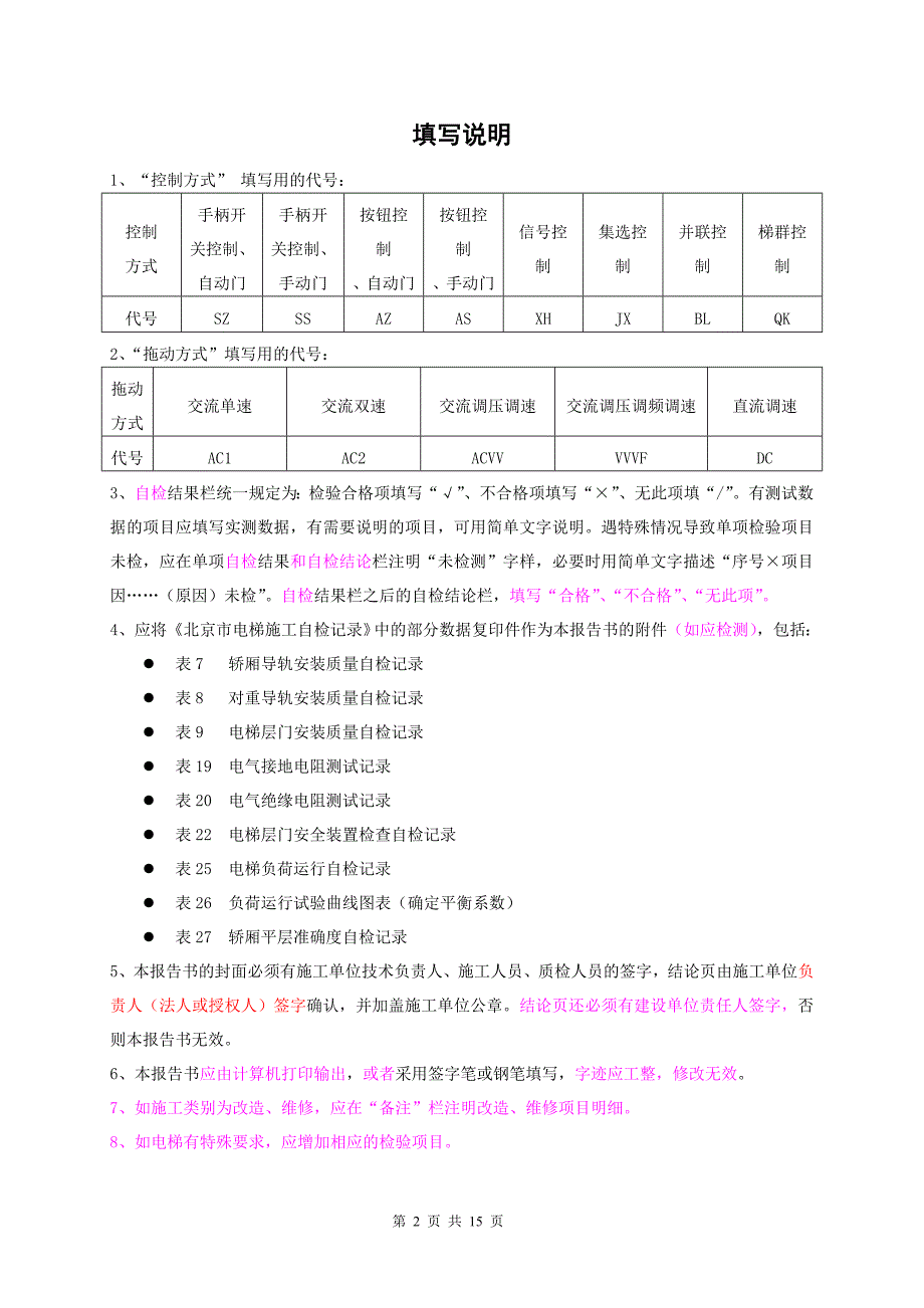 电梯监督检验自检报告(有机房)_第2页