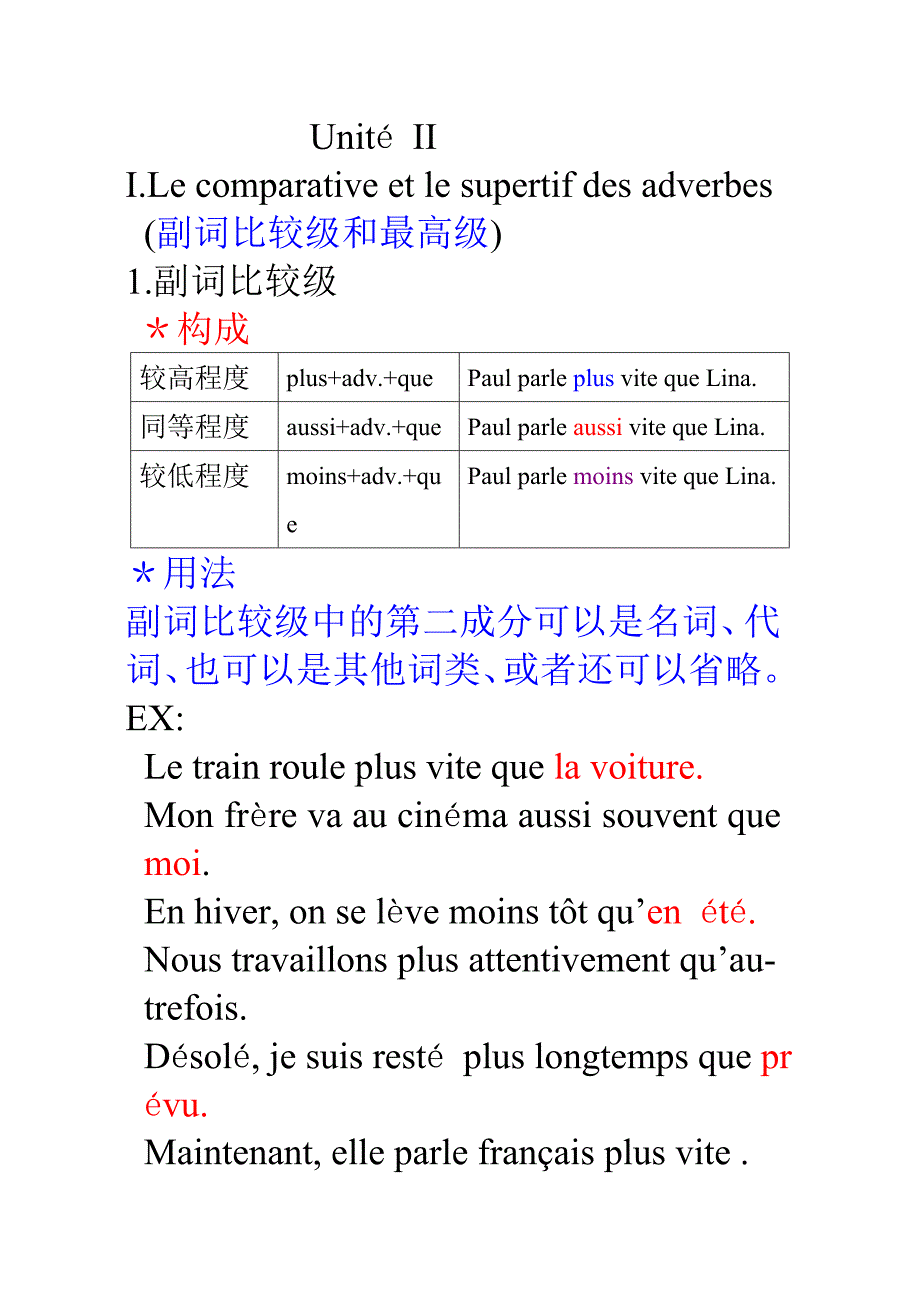 法语副词比较级和最高级文档_第1页