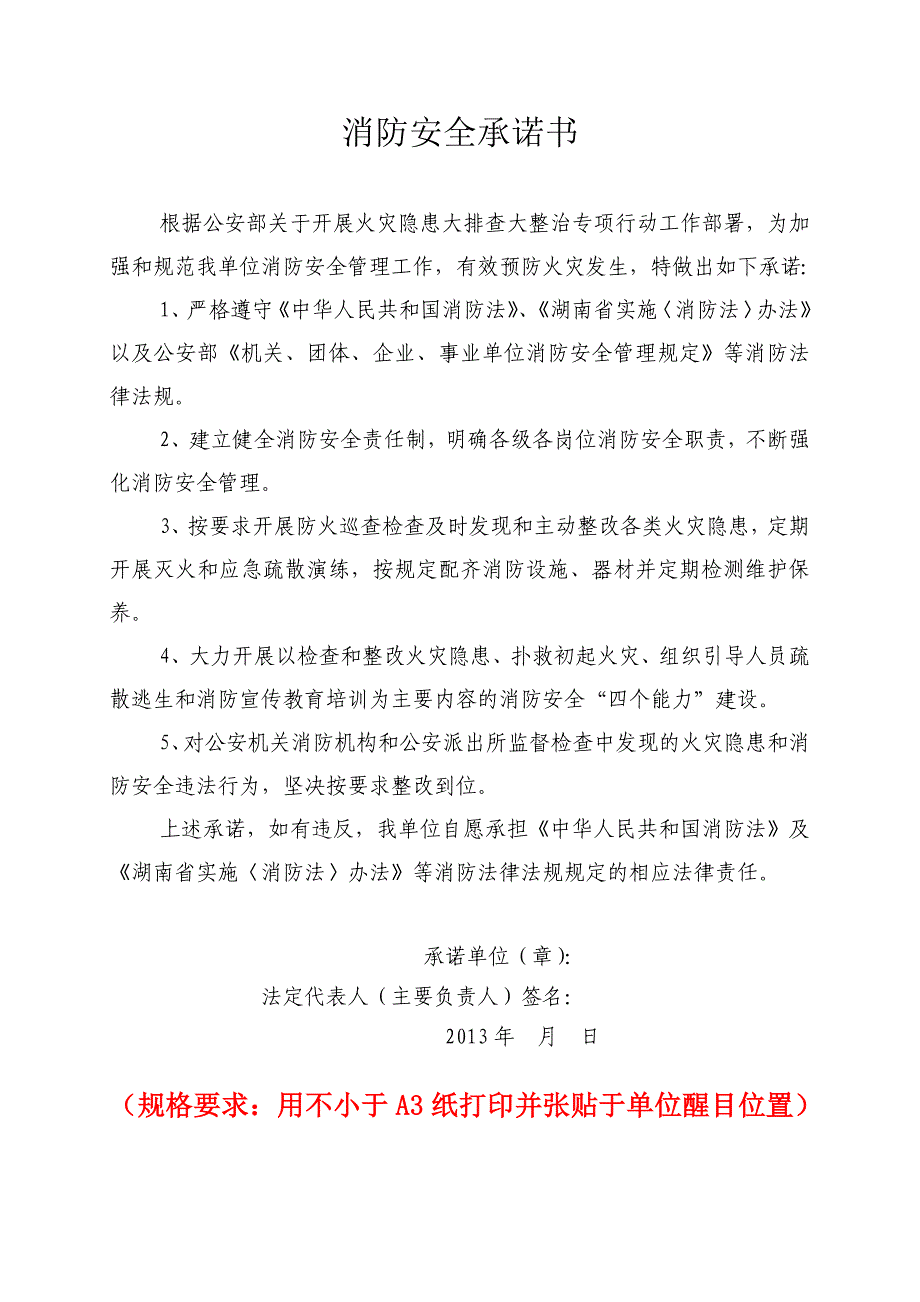 社会单位消防安全自查自纠情况报告表 及承诺书_第3页