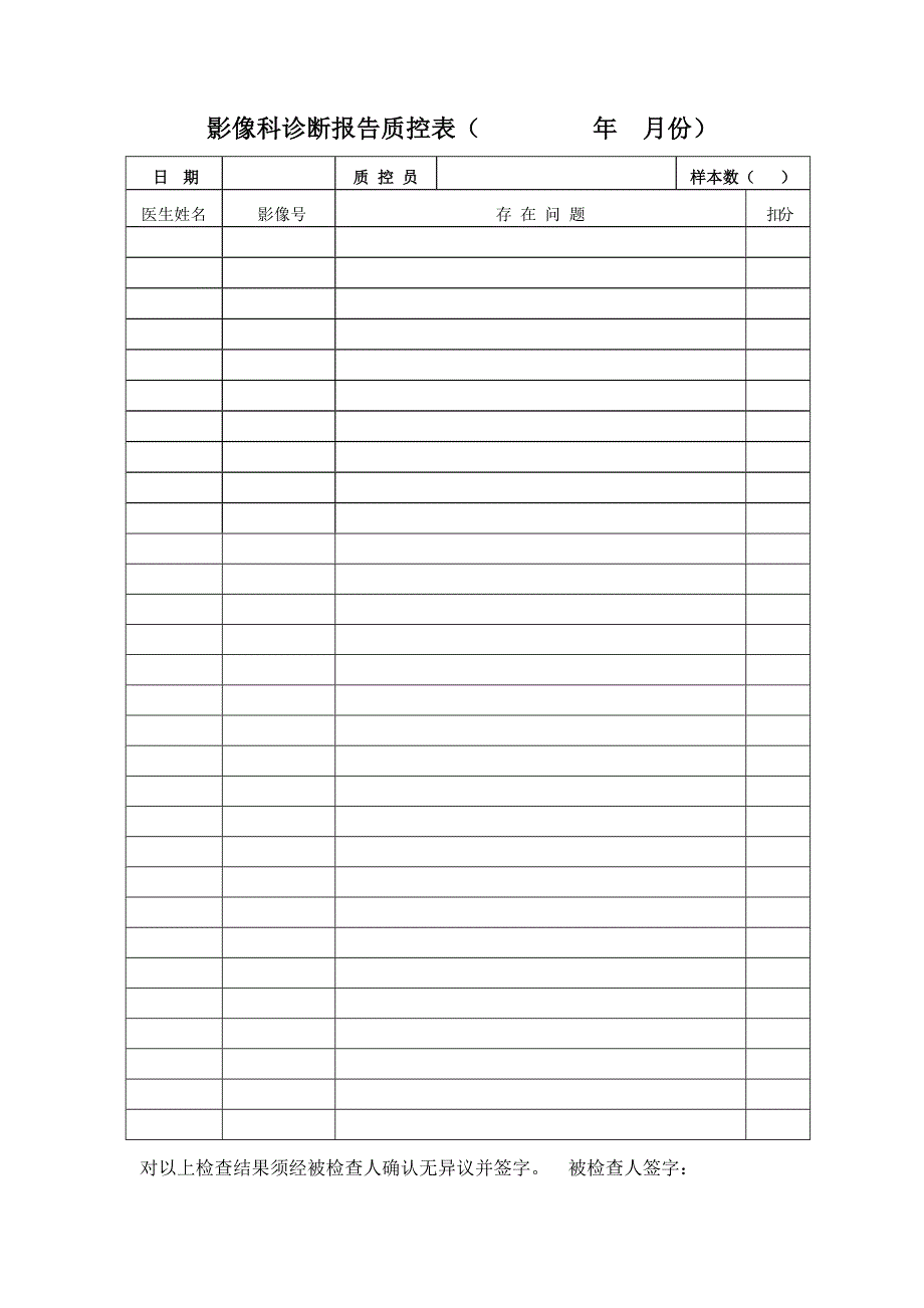7.8 影像诊断报告质量控制月抽查表_第2页