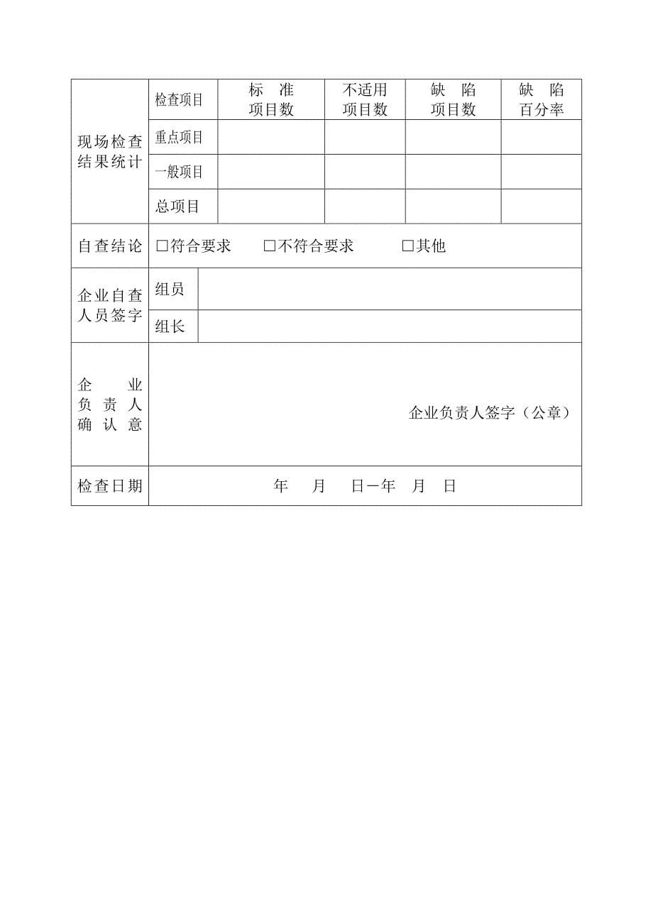 江苏省生产企业质量体系自查报告表_第5页