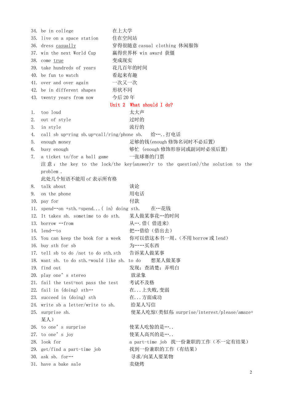 八年级英语下册重点短语集萃人教新目标版_第2页