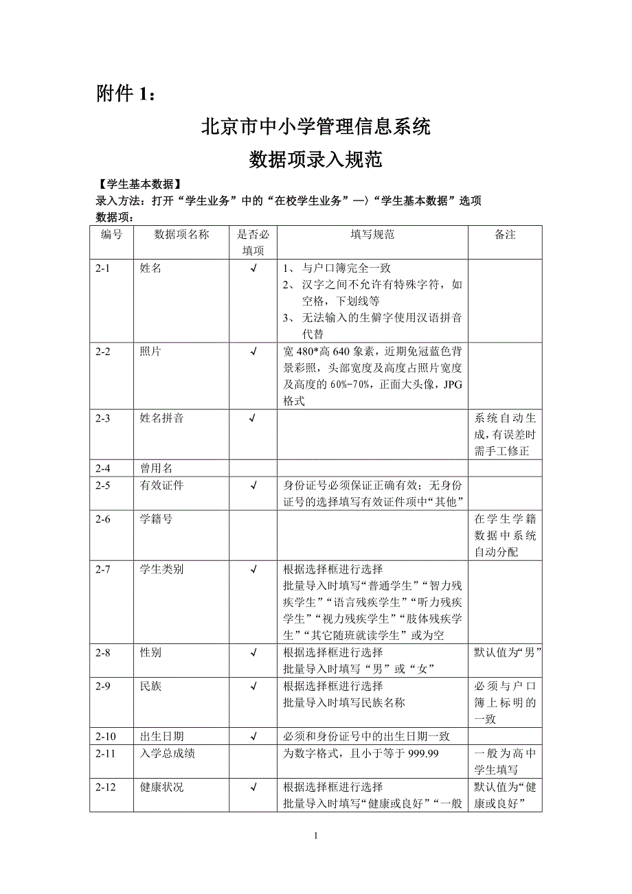 北京市中小学管理信息系统数据录入规范_第1页