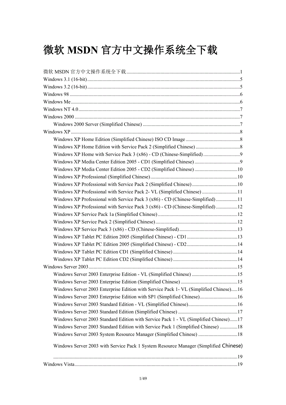 微软MSDN官方操作系统下载_第1页