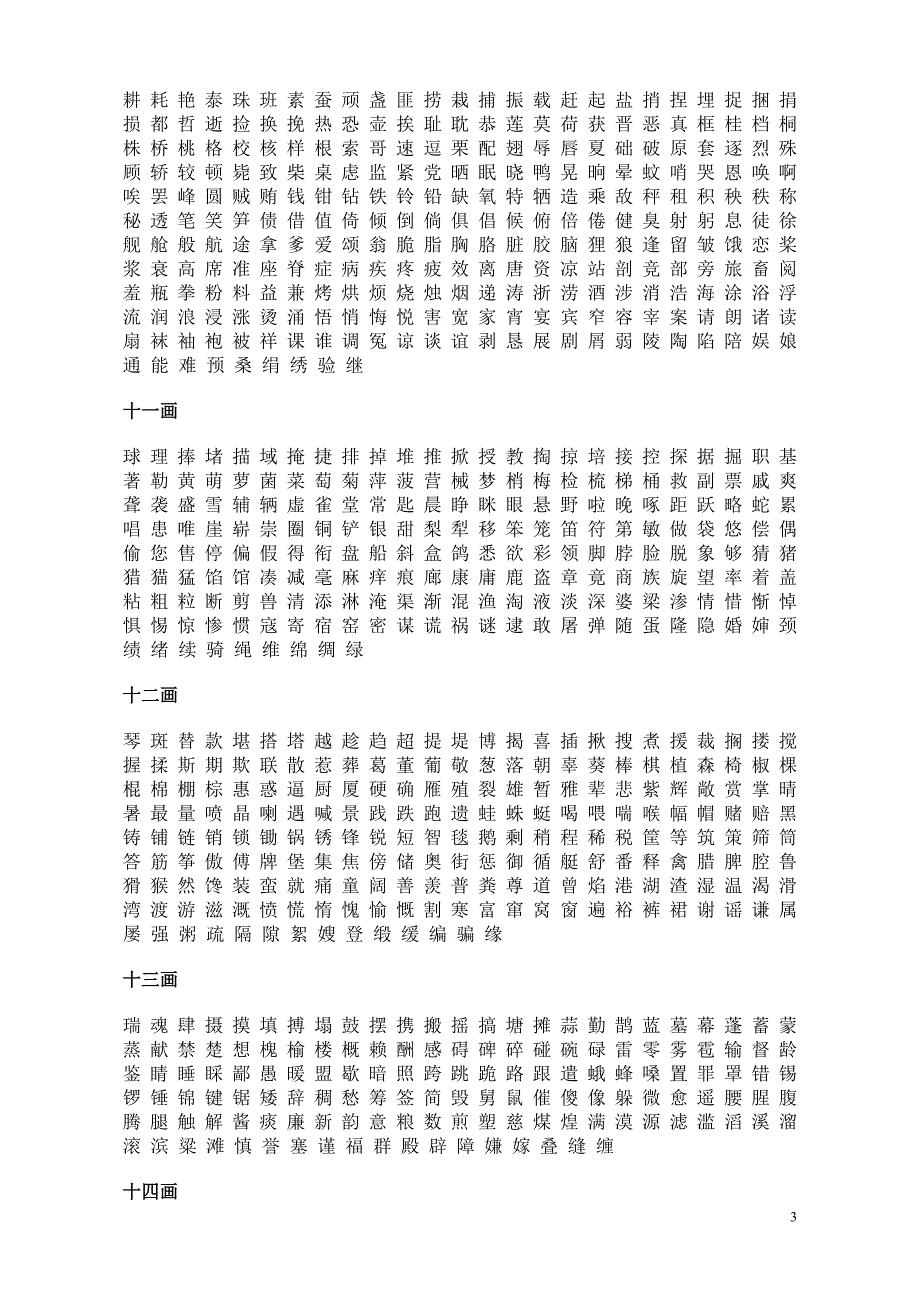 常用字(2500字)笔画顺序表_第3页